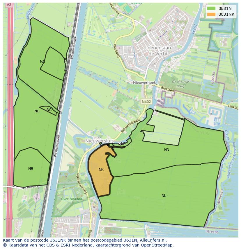 Afbeelding van het postcodegebied 3631 NK op de kaart.