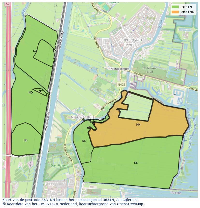 Afbeelding van het postcodegebied 3631 NN op de kaart.