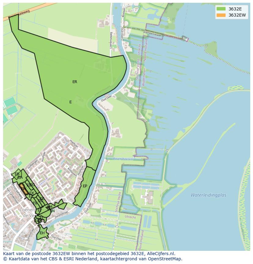Afbeelding van het postcodegebied 3632 EW op de kaart.