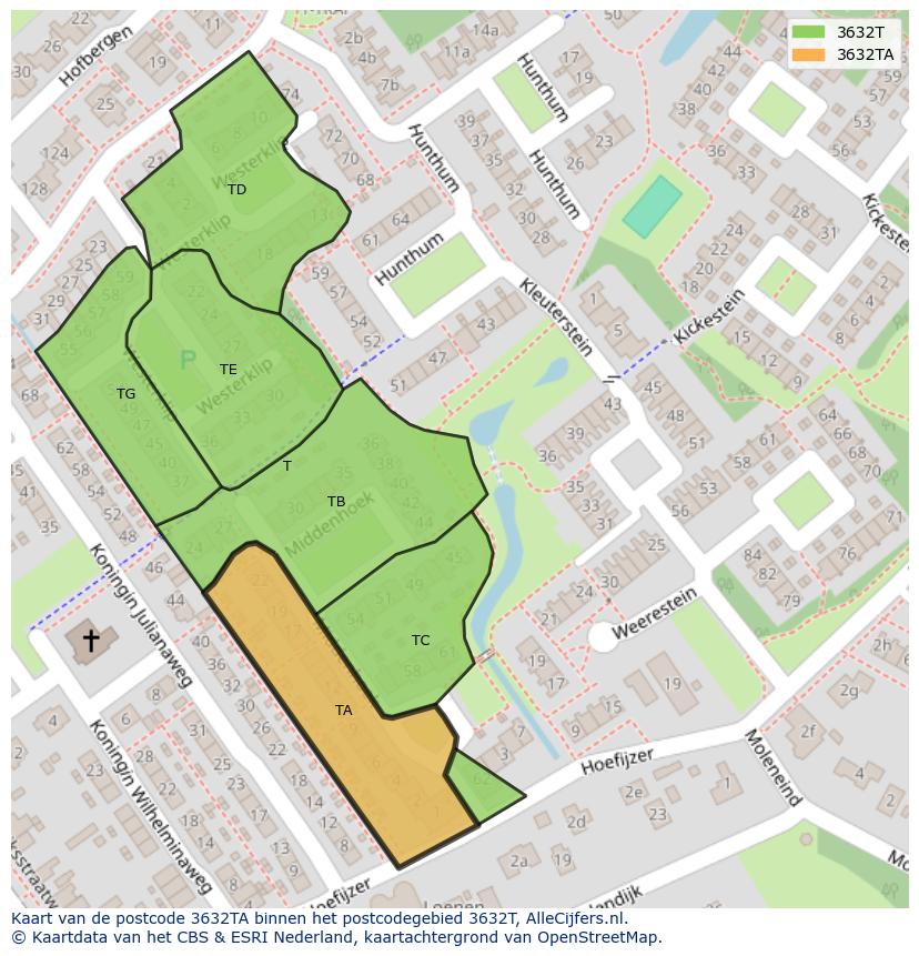 Afbeelding van het postcodegebied 3632 TA op de kaart.