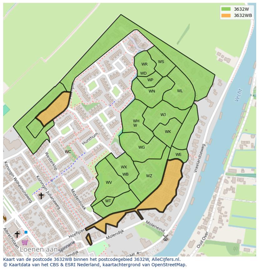 Afbeelding van het postcodegebied 3632 WB op de kaart.