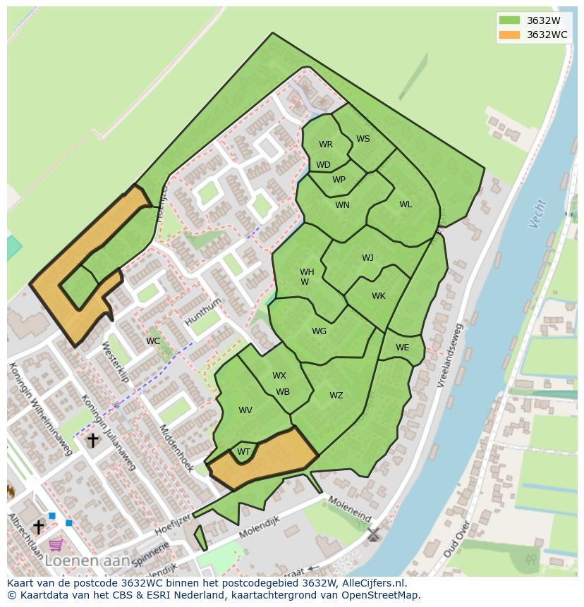 Afbeelding van het postcodegebied 3632 WC op de kaart.