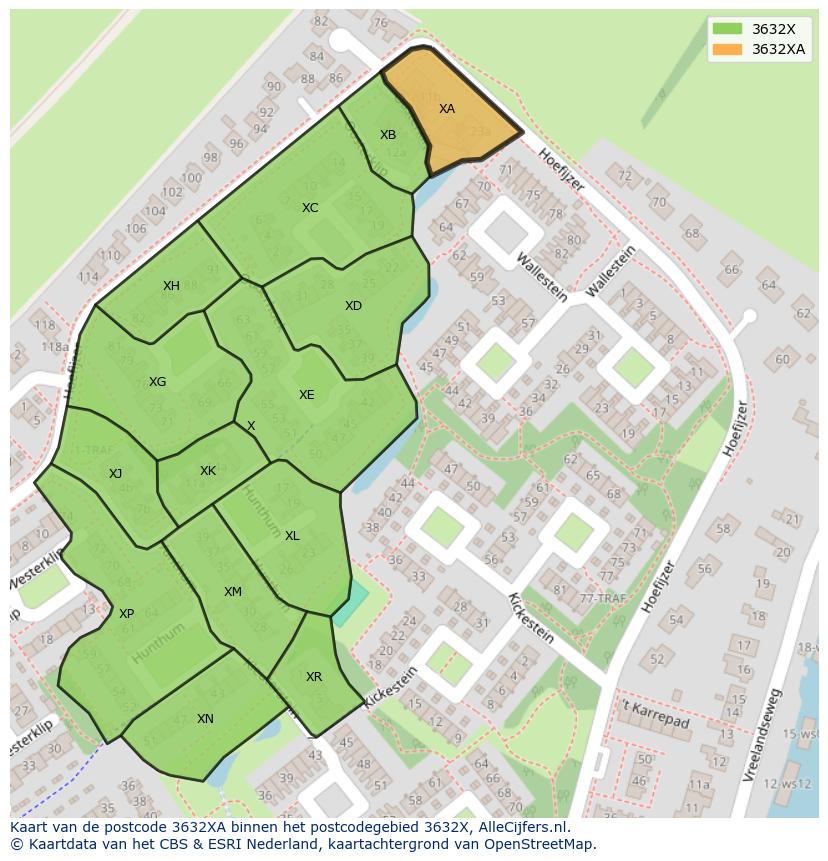 Afbeelding van het postcodegebied 3632 XA op de kaart.