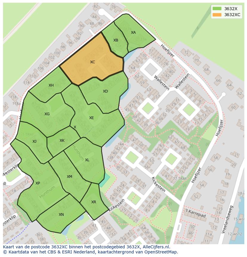 Afbeelding van het postcodegebied 3632 XC op de kaart.
