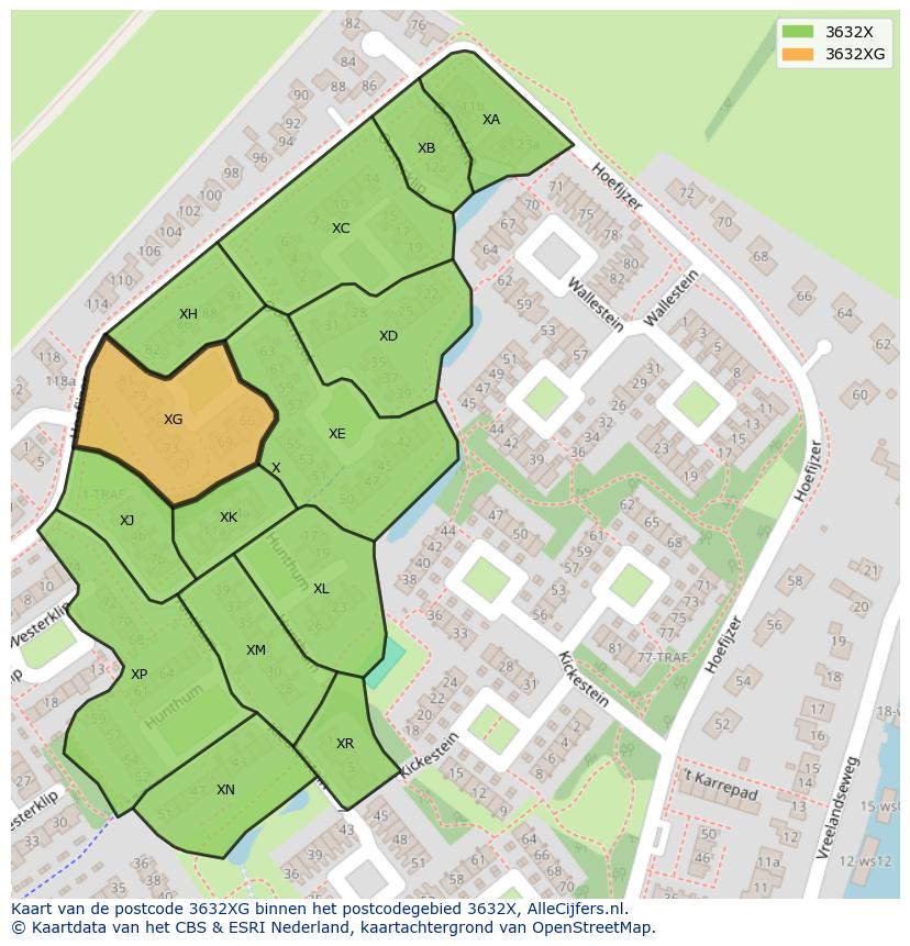 Afbeelding van het postcodegebied 3632 XG op de kaart.