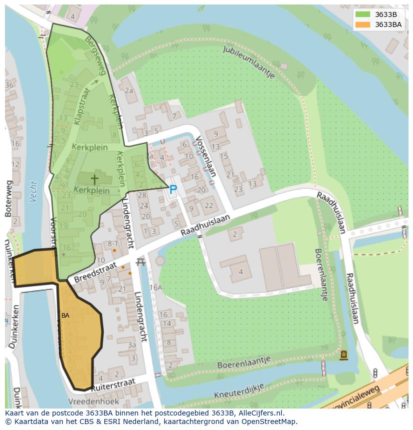 Afbeelding van het postcodegebied 3633 BA op de kaart.