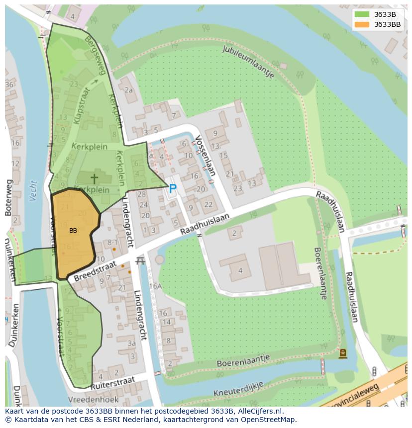 Afbeelding van het postcodegebied 3633 BB op de kaart.