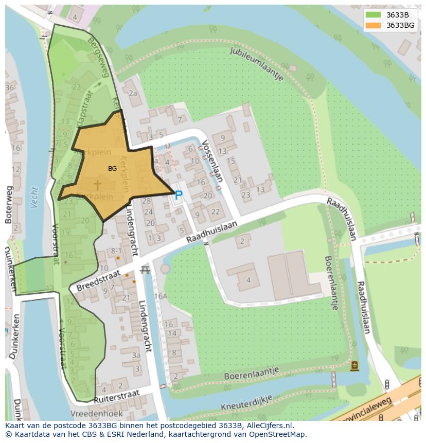 Afbeelding van het postcodegebied 3633 BG op de kaart.