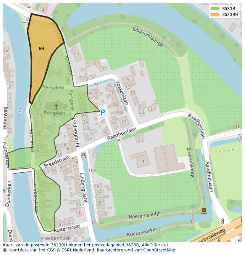 Afbeelding van het postcodegebied 3633 BH op de kaart.