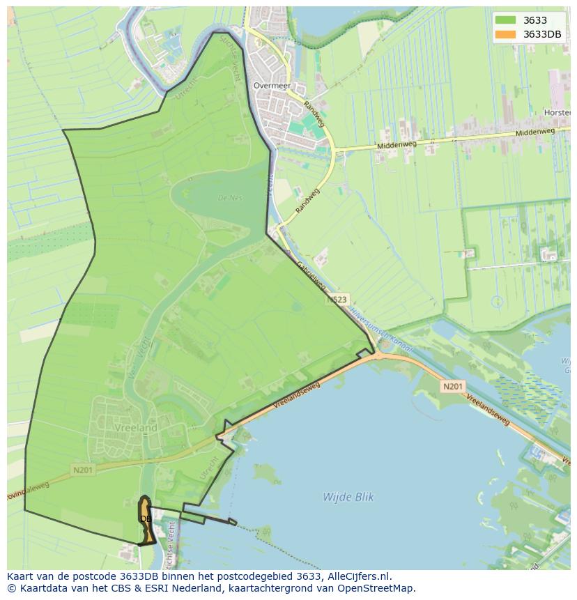 Afbeelding van het postcodegebied 3633 DB op de kaart.