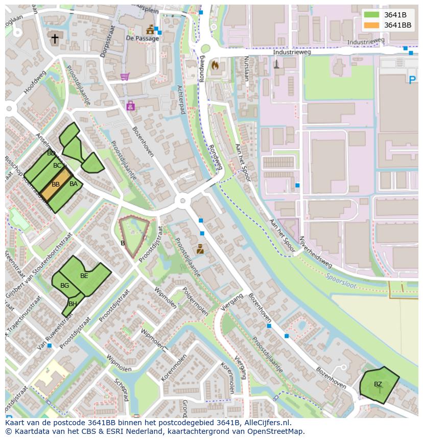 Afbeelding van het postcodegebied 3641 BB op de kaart.