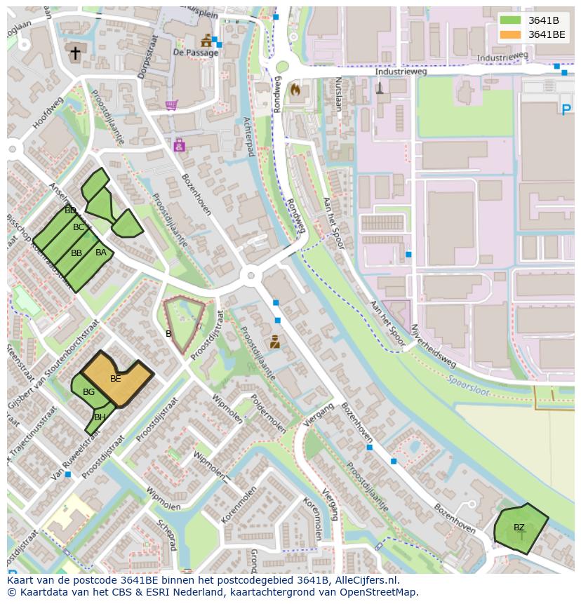 Afbeelding van het postcodegebied 3641 BE op de kaart.
