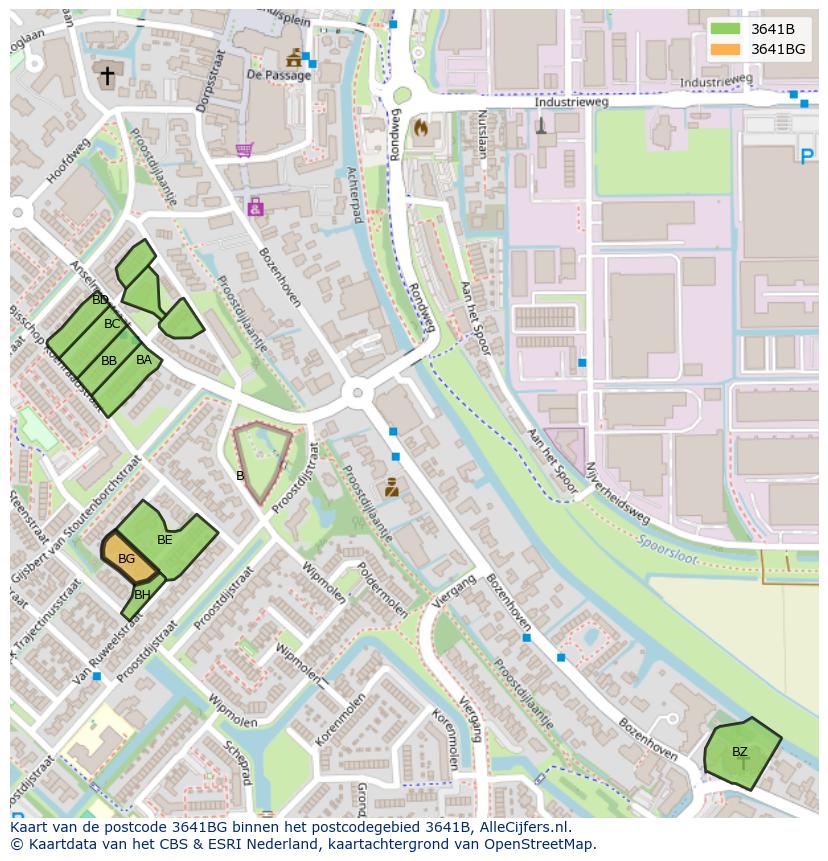 Afbeelding van het postcodegebied 3641 BG op de kaart.