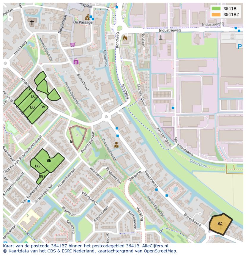 Afbeelding van het postcodegebied 3641 BZ op de kaart.