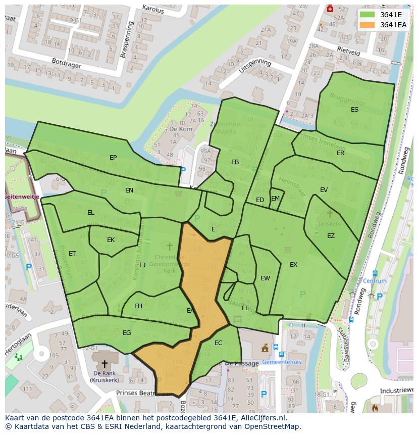 Afbeelding van het postcodegebied 3641 EA op de kaart.
