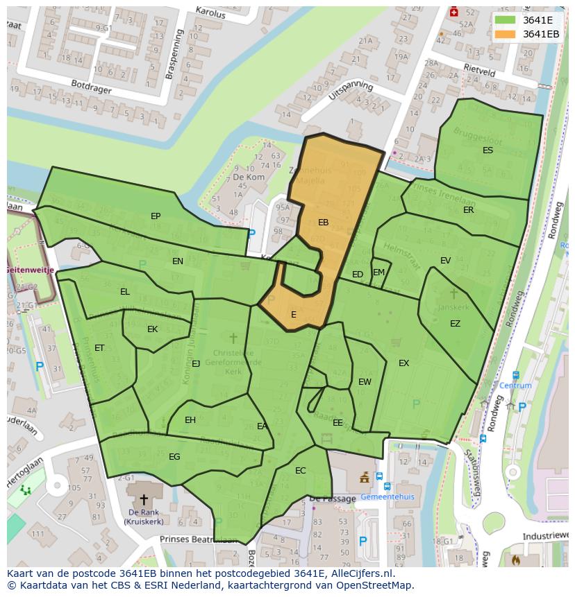 Afbeelding van het postcodegebied 3641 EB op de kaart.