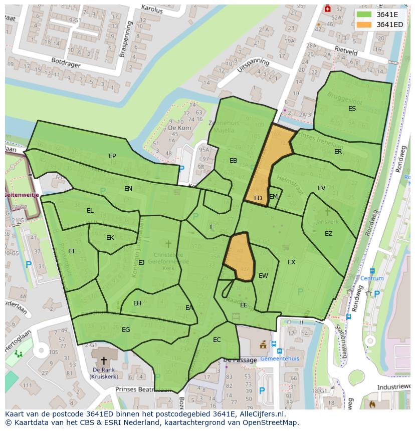 Afbeelding van het postcodegebied 3641 ED op de kaart.