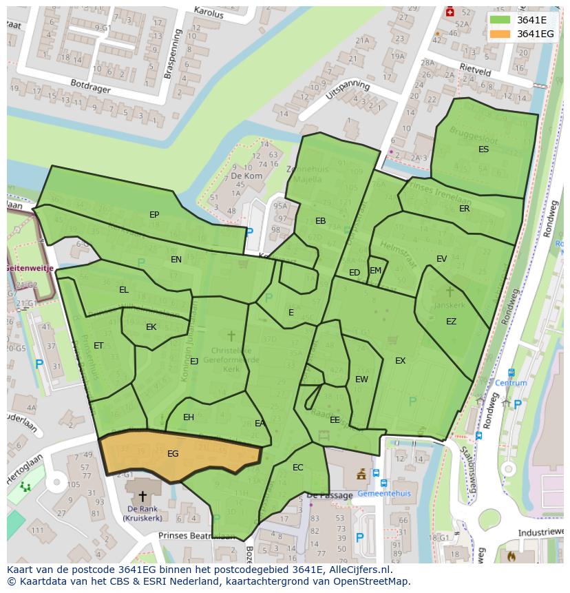 Afbeelding van het postcodegebied 3641 EG op de kaart.