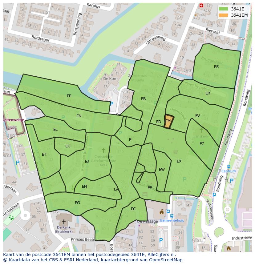Afbeelding van het postcodegebied 3641 EM op de kaart.
