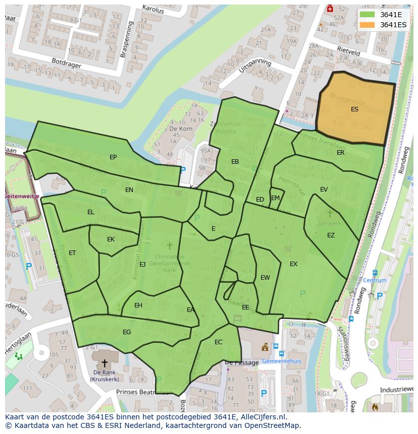 Afbeelding van het postcodegebied 3641 ES op de kaart.