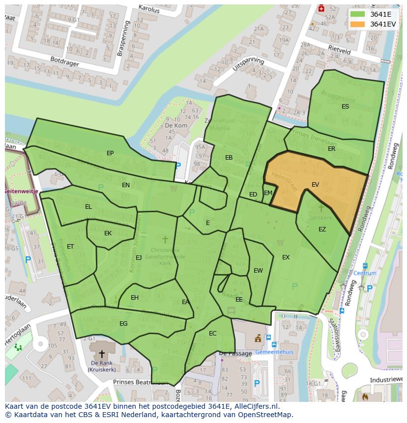 Afbeelding van het postcodegebied 3641 EV op de kaart.