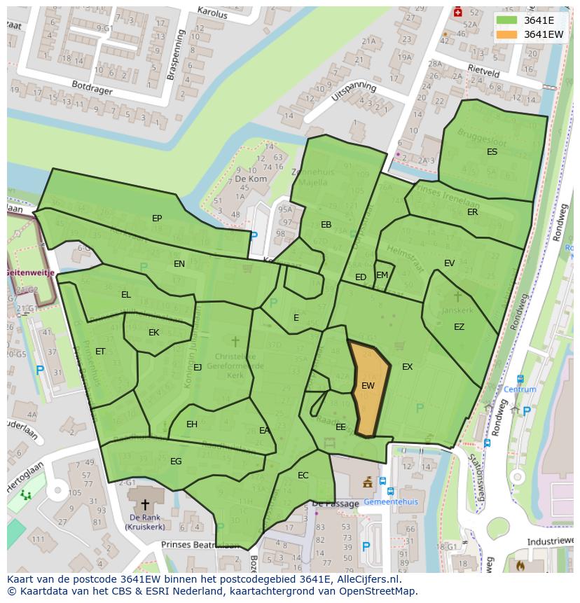 Afbeelding van het postcodegebied 3641 EW op de kaart.