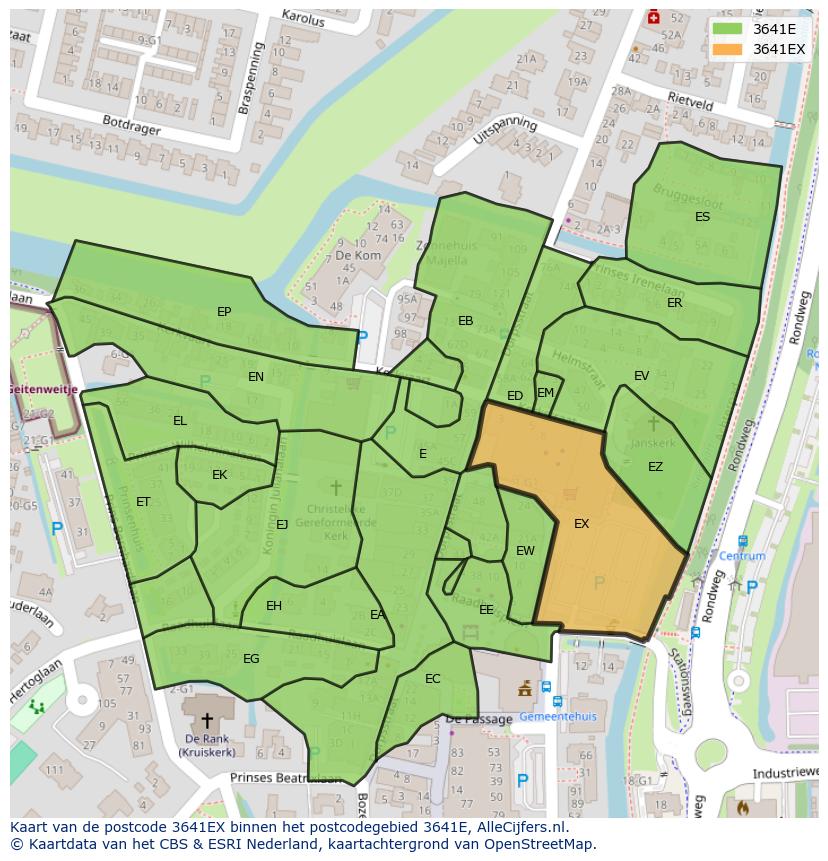Afbeelding van het postcodegebied 3641 EX op de kaart.