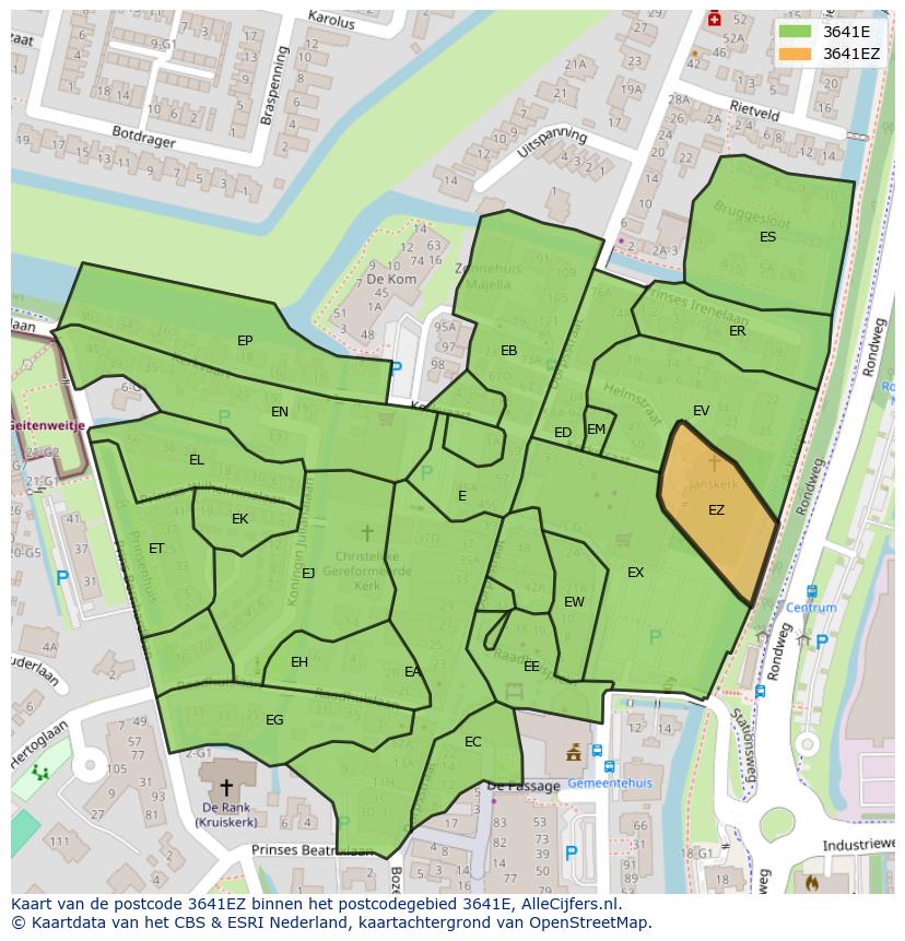 Afbeelding van het postcodegebied 3641 EZ op de kaart.