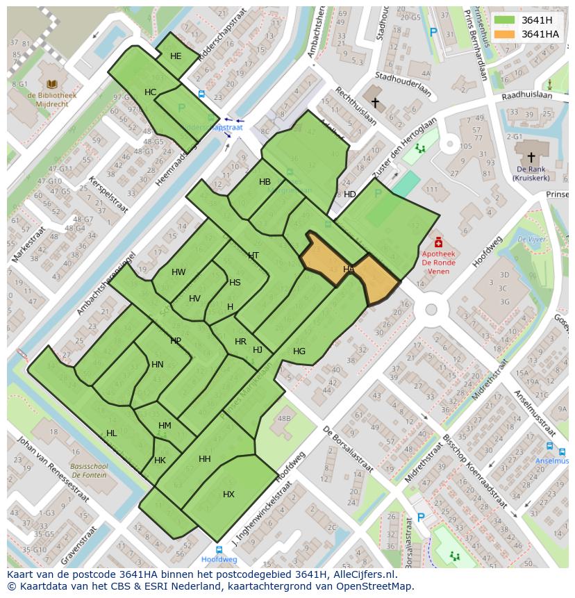 Afbeelding van het postcodegebied 3641 HA op de kaart.