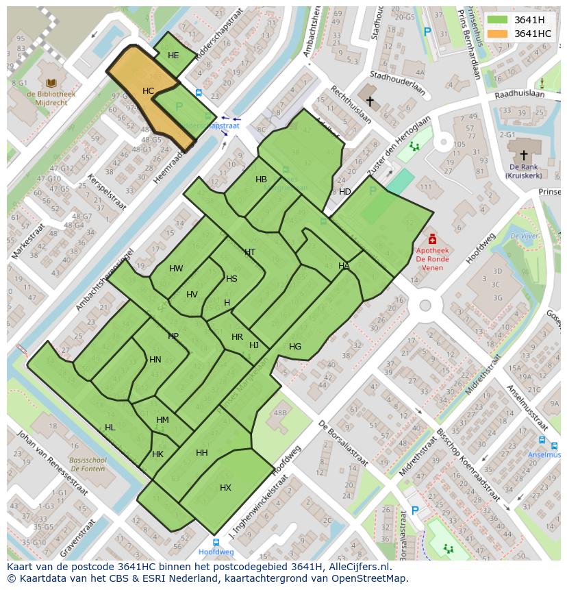 Afbeelding van het postcodegebied 3641 HC op de kaart.