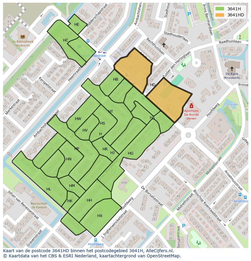 Afbeelding van het postcodegebied 3641 HD op de kaart.