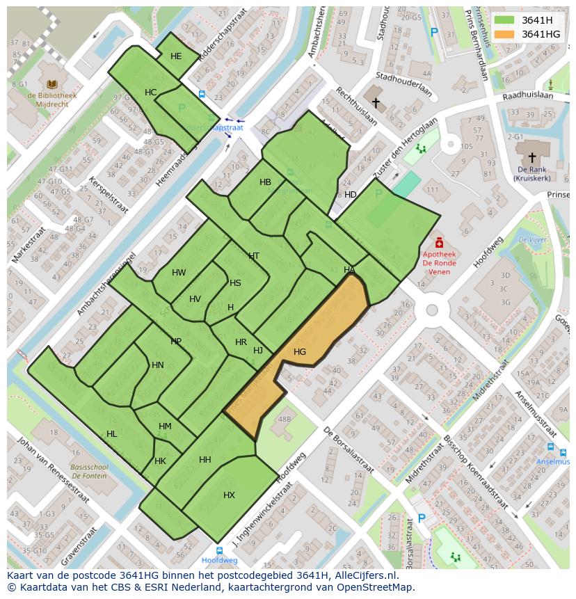 Afbeelding van het postcodegebied 3641 HG op de kaart.