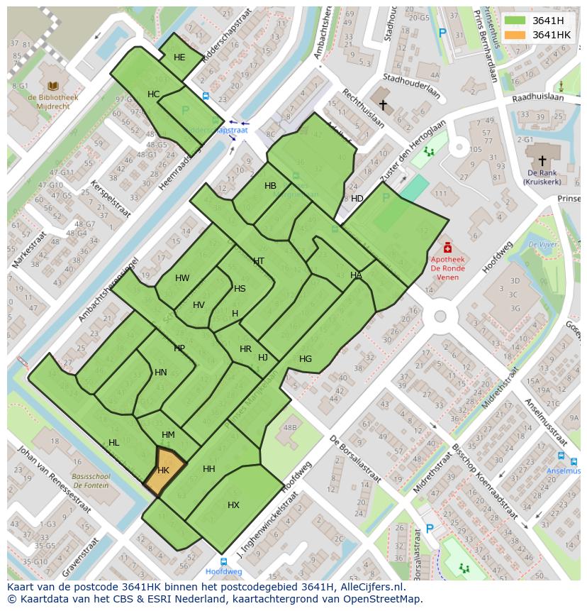 Afbeelding van het postcodegebied 3641 HK op de kaart.