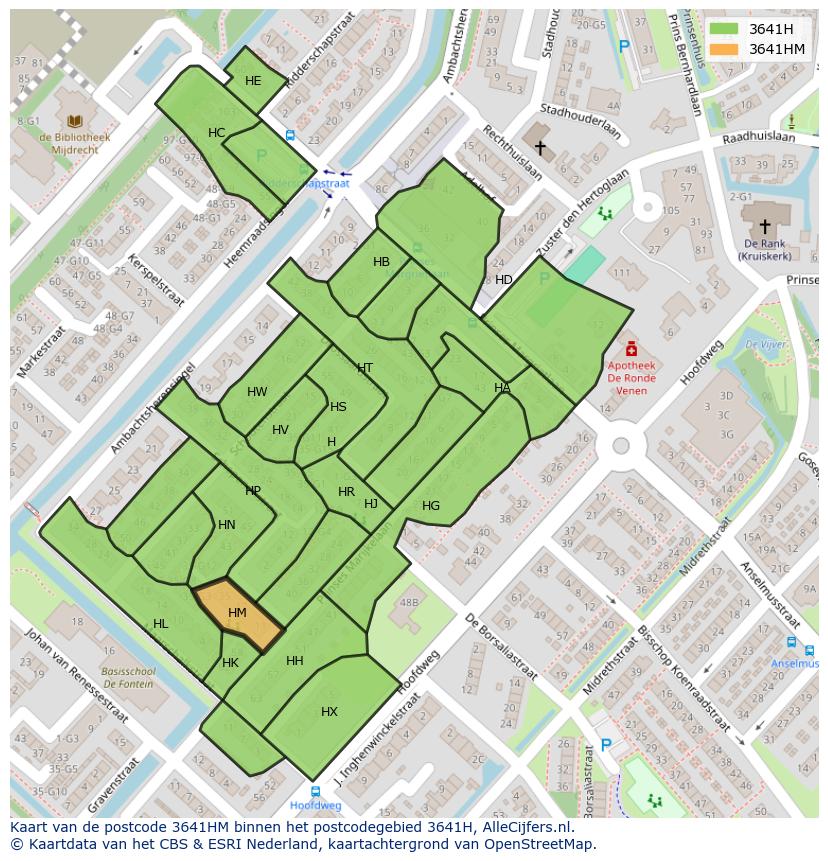 Afbeelding van het postcodegebied 3641 HM op de kaart.