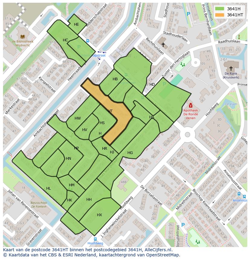Afbeelding van het postcodegebied 3641 HT op de kaart.