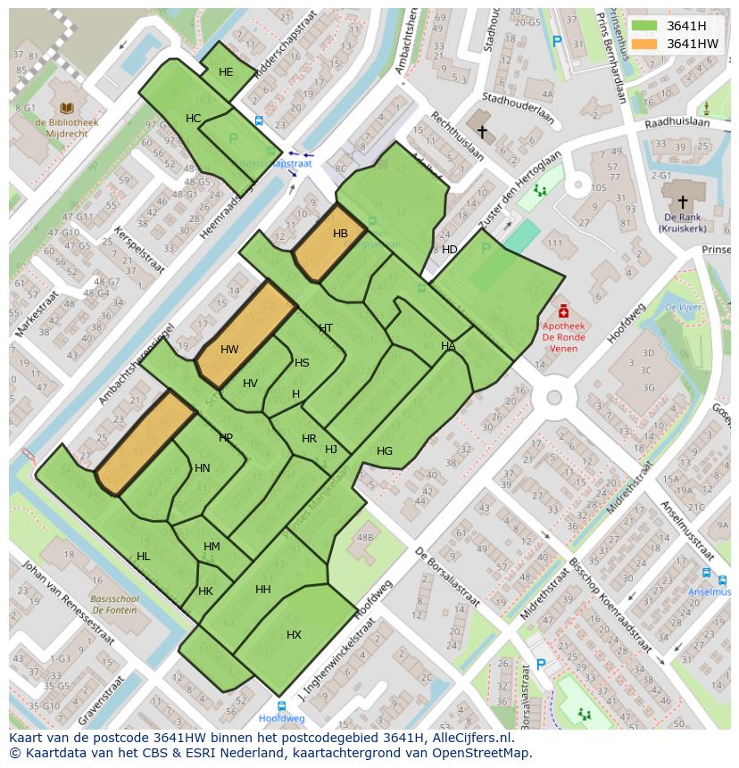 Afbeelding van het postcodegebied 3641 HW op de kaart.