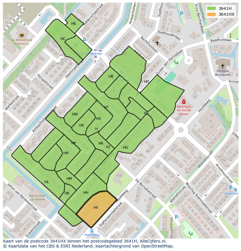 Afbeelding van het postcodegebied 3641 HX op de kaart.