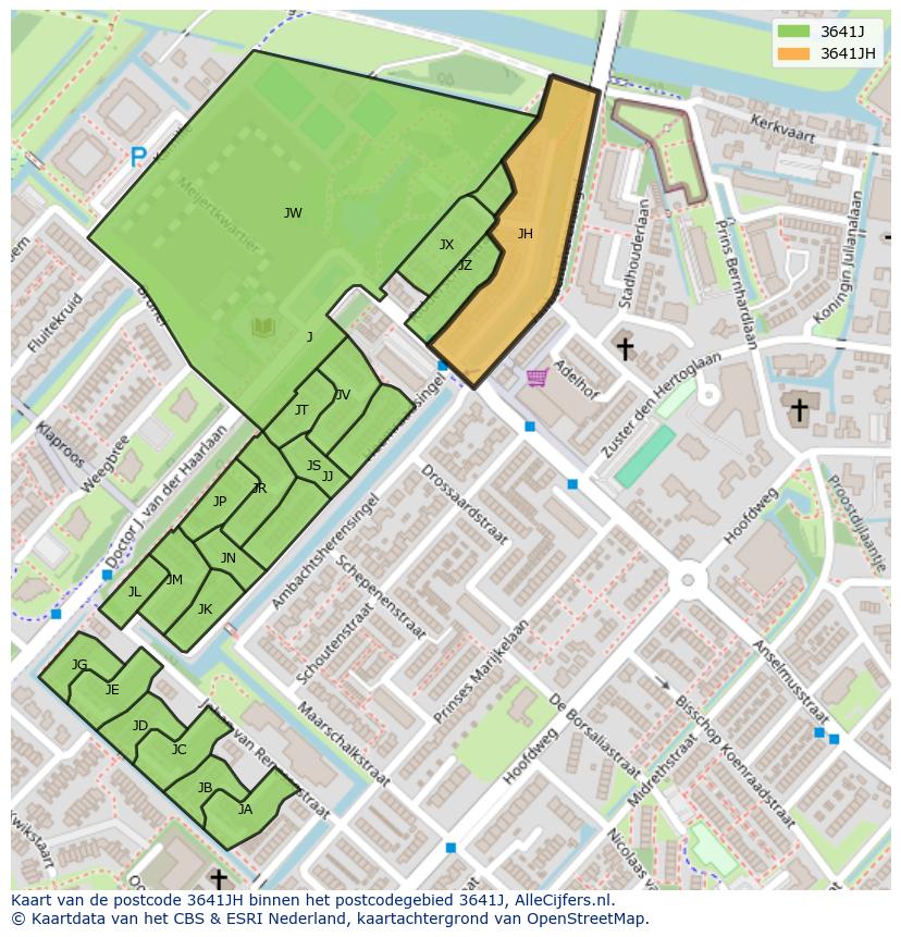 Afbeelding van het postcodegebied 3641 JH op de kaart.