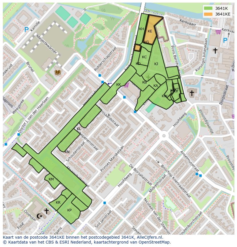 Afbeelding van het postcodegebied 3641 KE op de kaart.