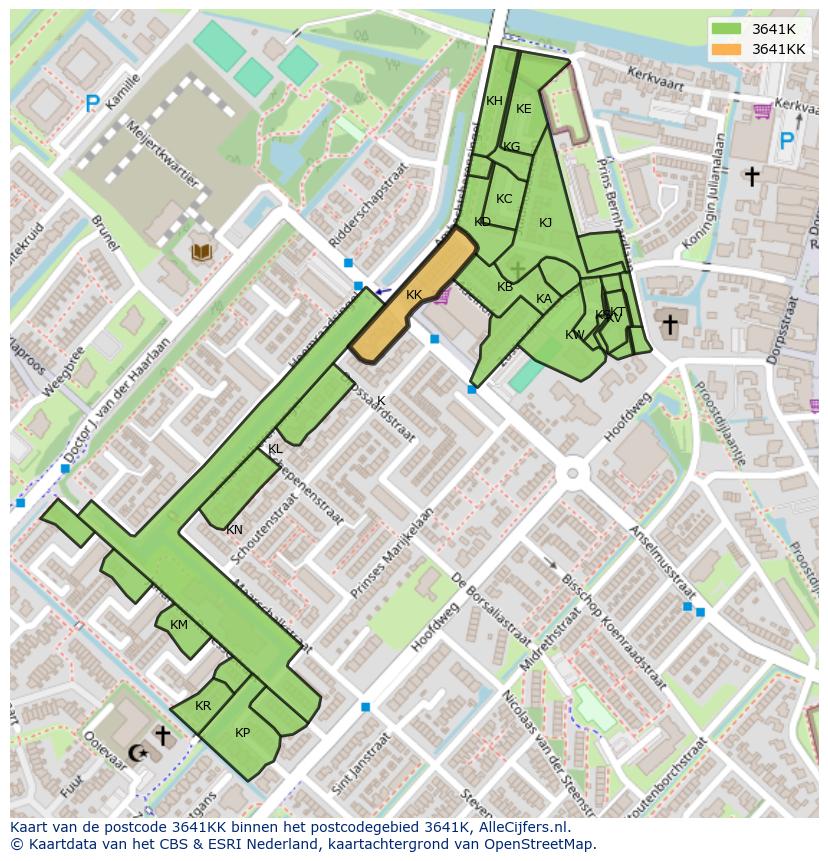 Afbeelding van het postcodegebied 3641 KK op de kaart.