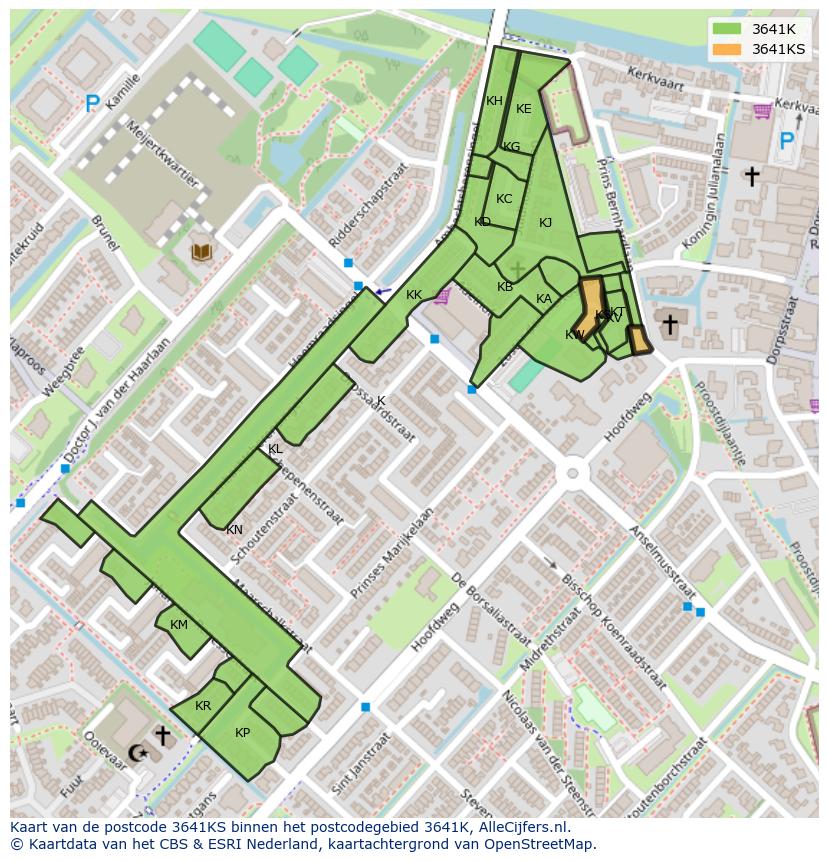 Afbeelding van het postcodegebied 3641 KS op de kaart.