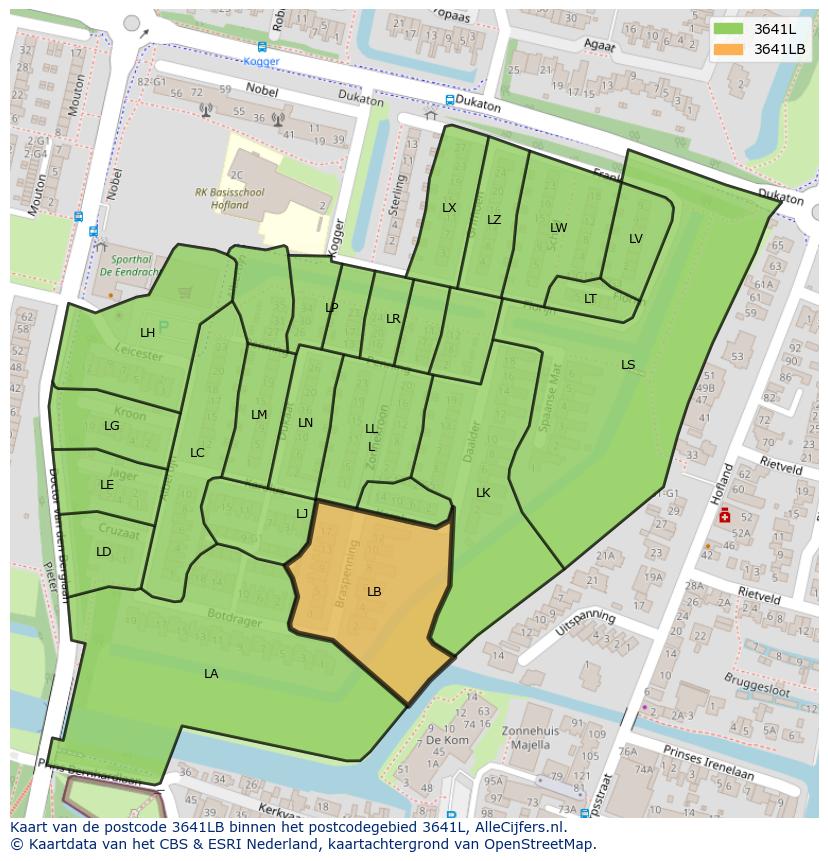 Afbeelding van het postcodegebied 3641 LB op de kaart.