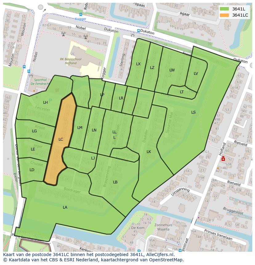 Afbeelding van het postcodegebied 3641 LC op de kaart.