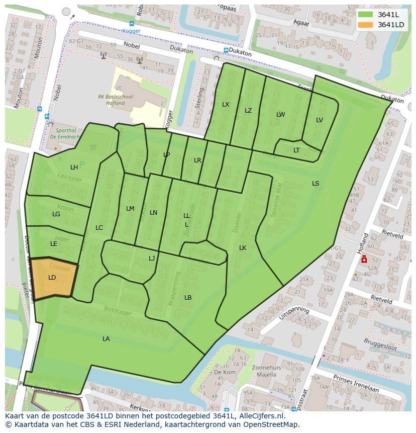 Afbeelding van het postcodegebied 3641 LD op de kaart.