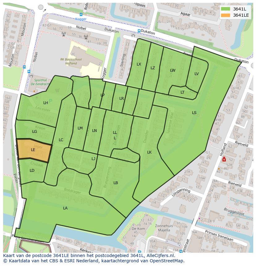 Afbeelding van het postcodegebied 3641 LE op de kaart.