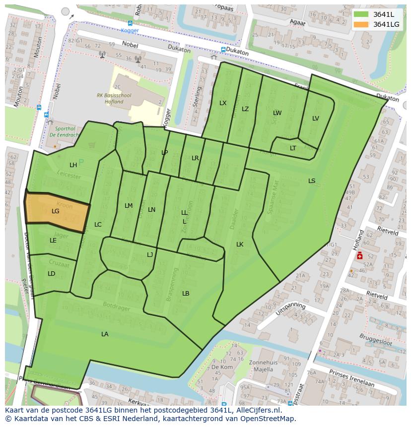 Afbeelding van het postcodegebied 3641 LG op de kaart.