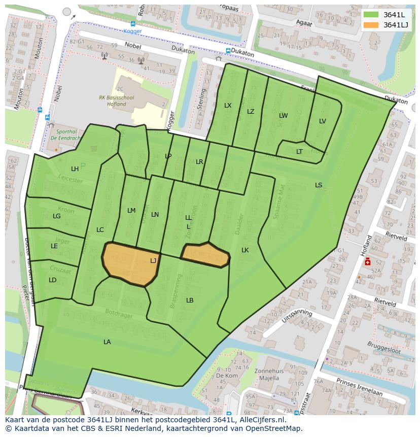 Afbeelding van het postcodegebied 3641 LJ op de kaart.