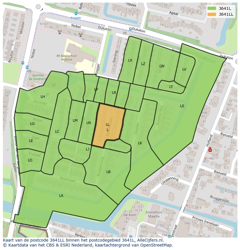 Afbeelding van het postcodegebied 3641 LL op de kaart.