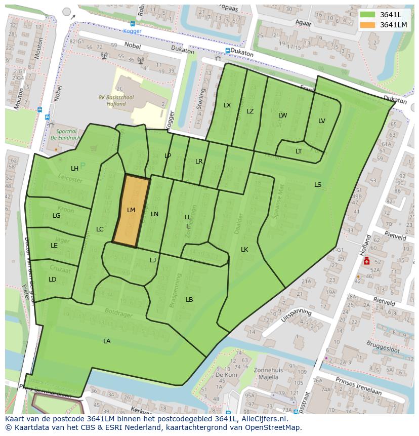 Afbeelding van het postcodegebied 3641 LM op de kaart.