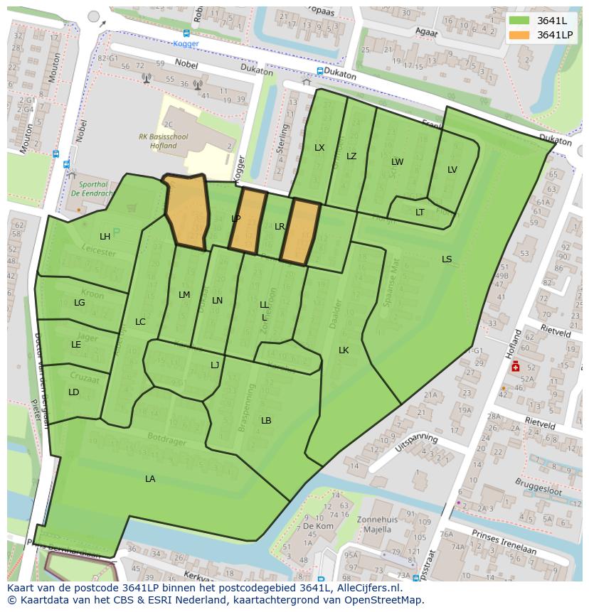 Afbeelding van het postcodegebied 3641 LP op de kaart.